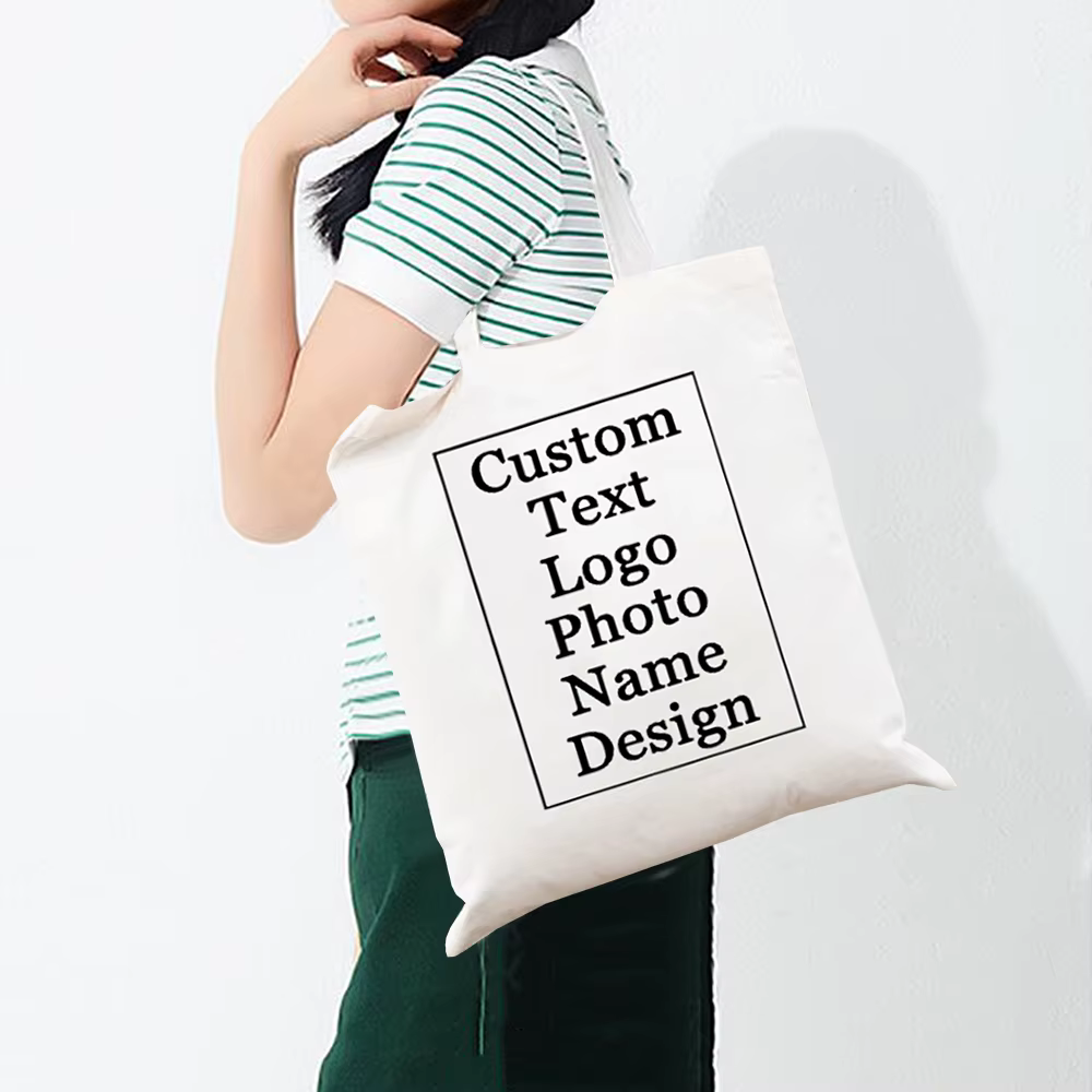 Grand Sac Fourre-Tout en Toile avec Logo Imprimé Personnalisé
