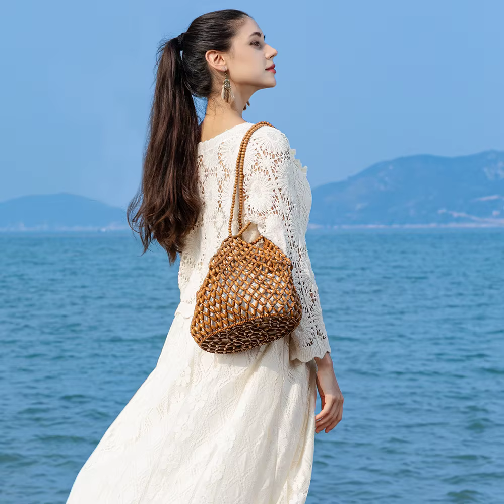 Sac à main tissé à la main avec perles pour femmes