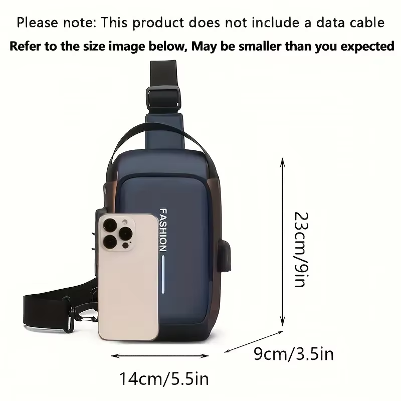 Sac à bandoulière en tissu Oxford durable pour hommes – Sac de poitrine élégant pour moto avec poche pour téléphone