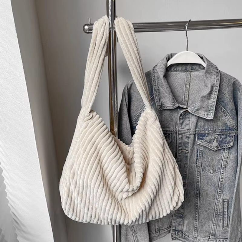 Sac à Main en Velours Côtelé pour Femme