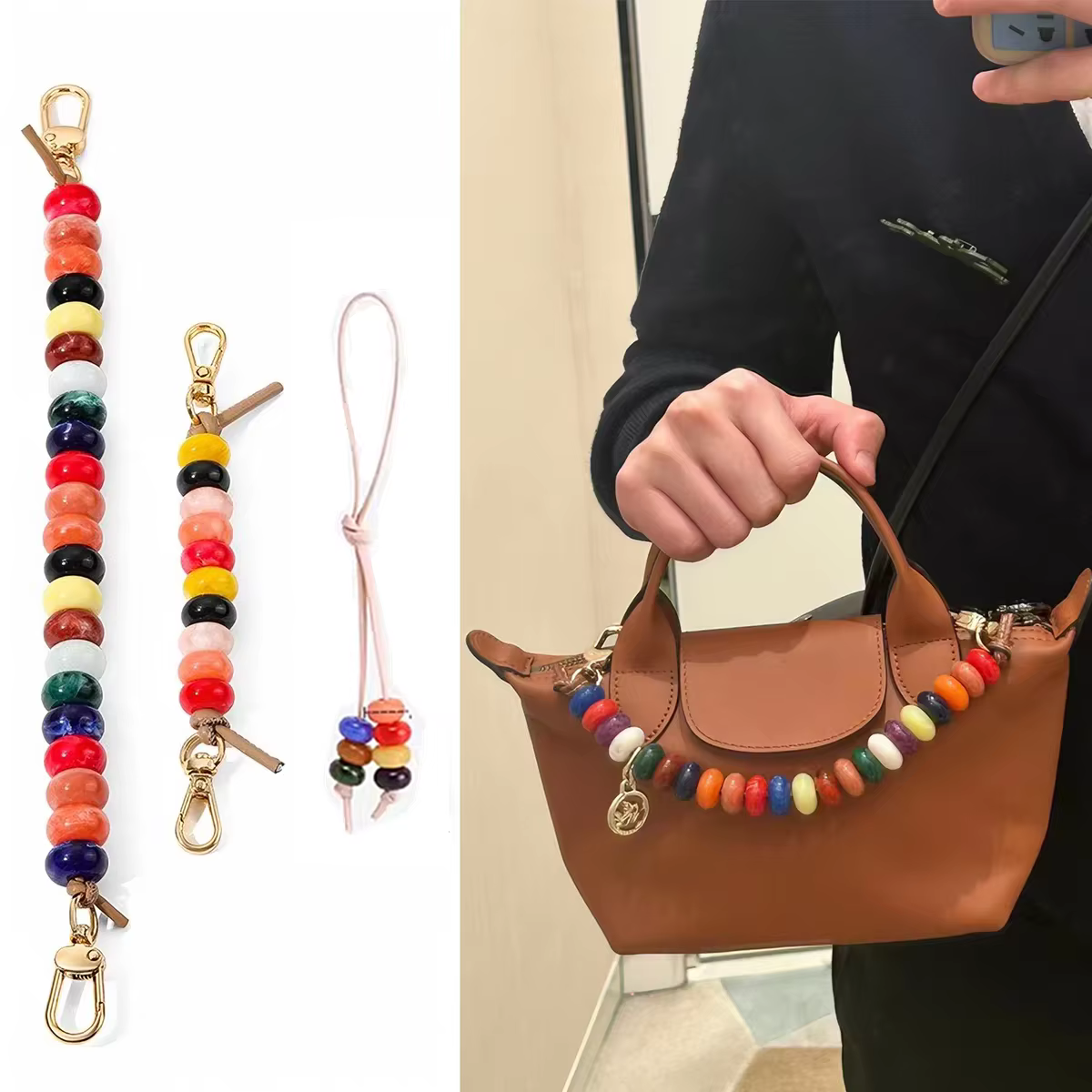 Chaîne décorative perlée pour sacs Longchamp Mini