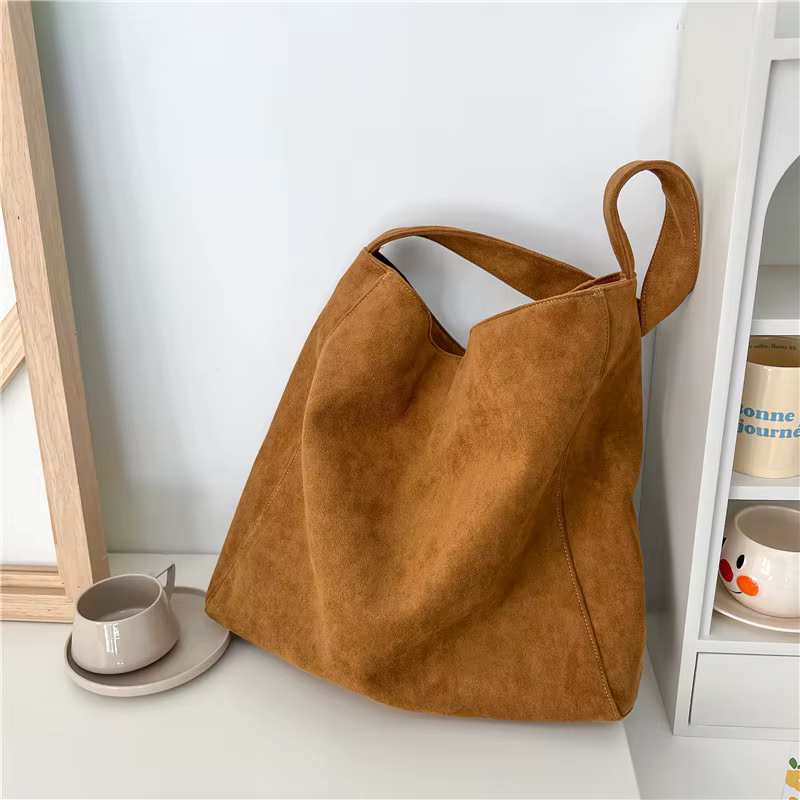 Sac fourre-tout en daim pour femmes automne hiver givré décontracté grande capacité sacs à bandoulière de transport