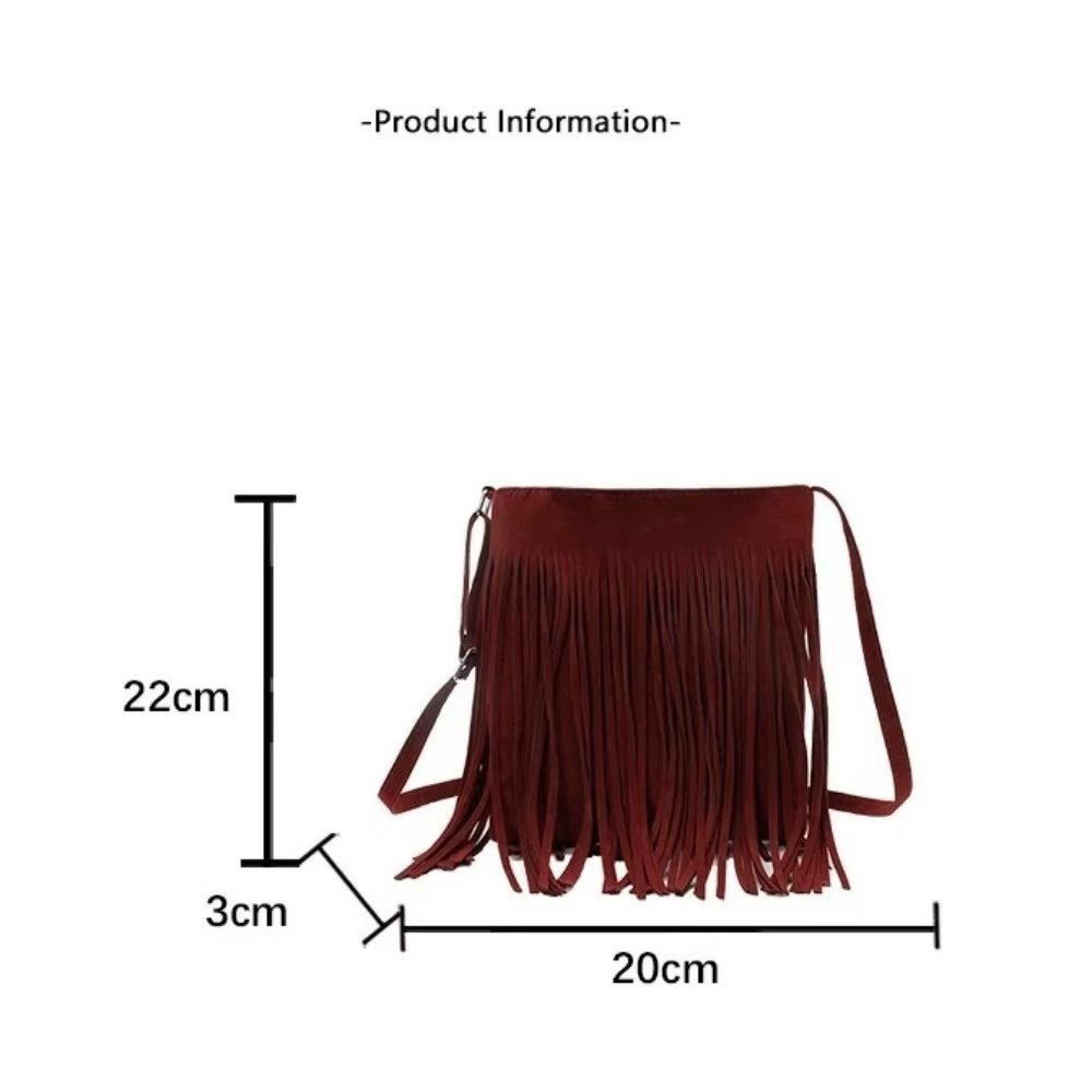 Sac bandoulière vintage en suède à franges