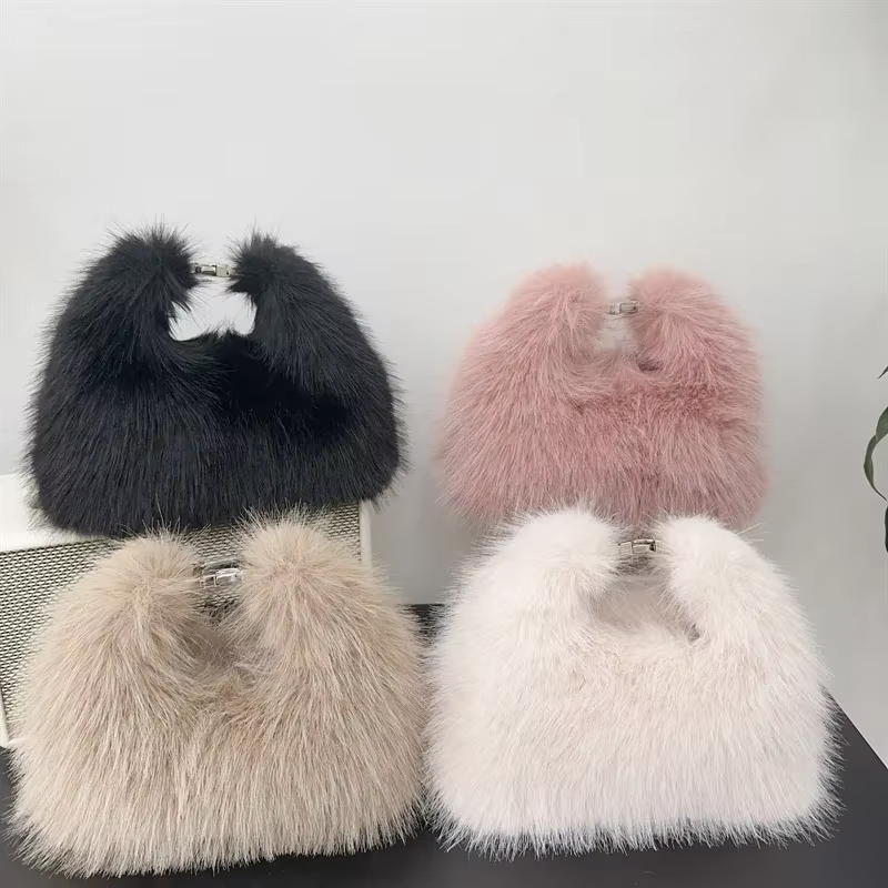 Sacs à bandoulière de luxe en fausse fourrure pour femmes