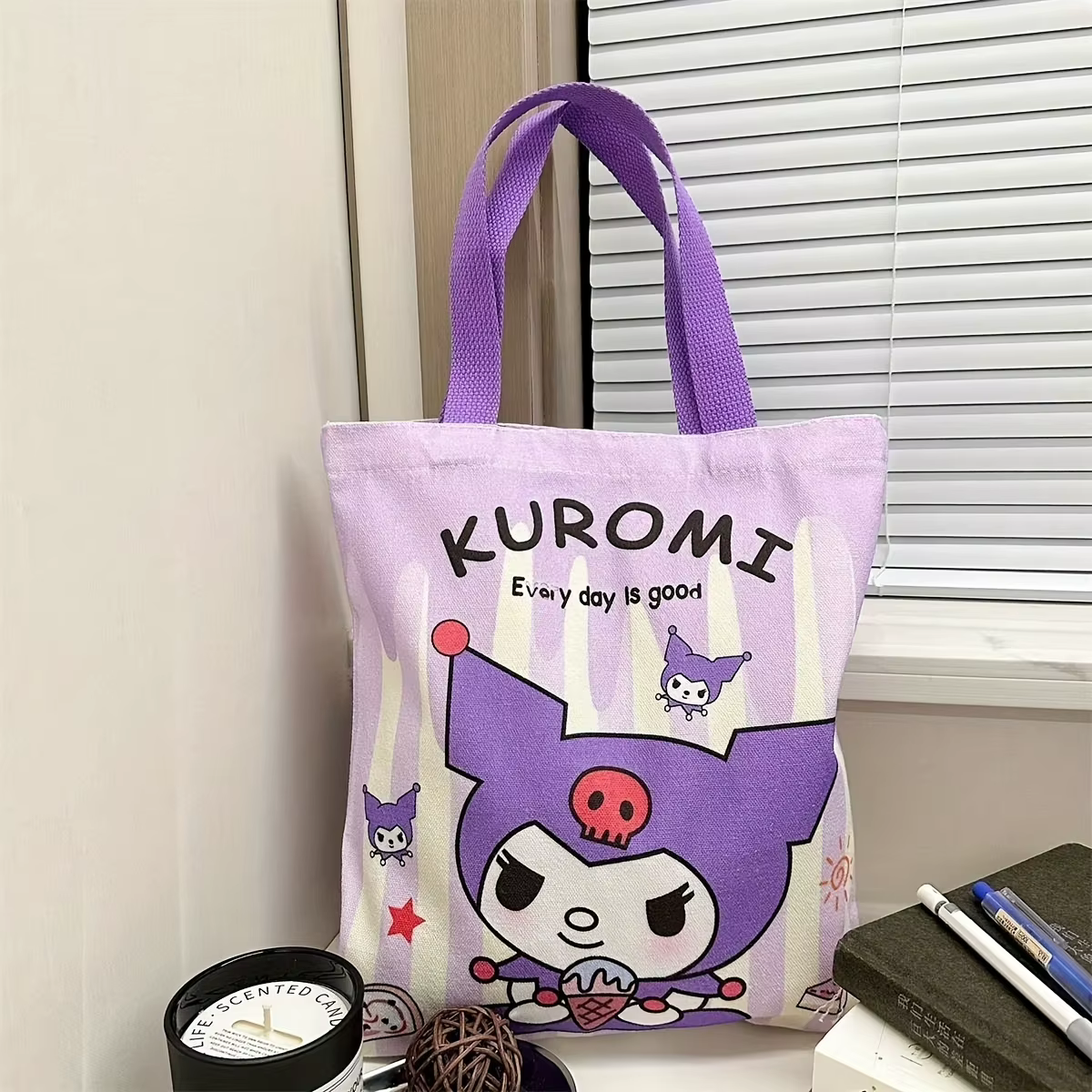 Sac fourre-tout en toile rose Kawaii été 2026