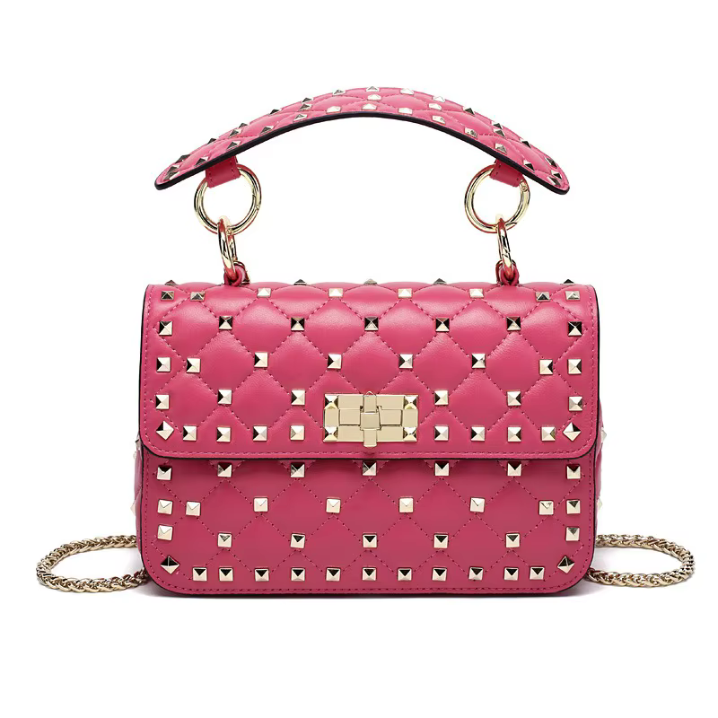 Sacs à main pour femmes en peau de mouton en cuir Rivet chaîne sac concepteur