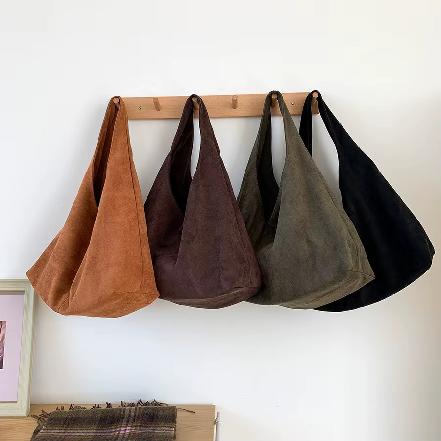Vintage Faux daim Hobos femmes sacs à bandoulière grande capacité sac fourre-tout rétro tendance automne grand Shopper
