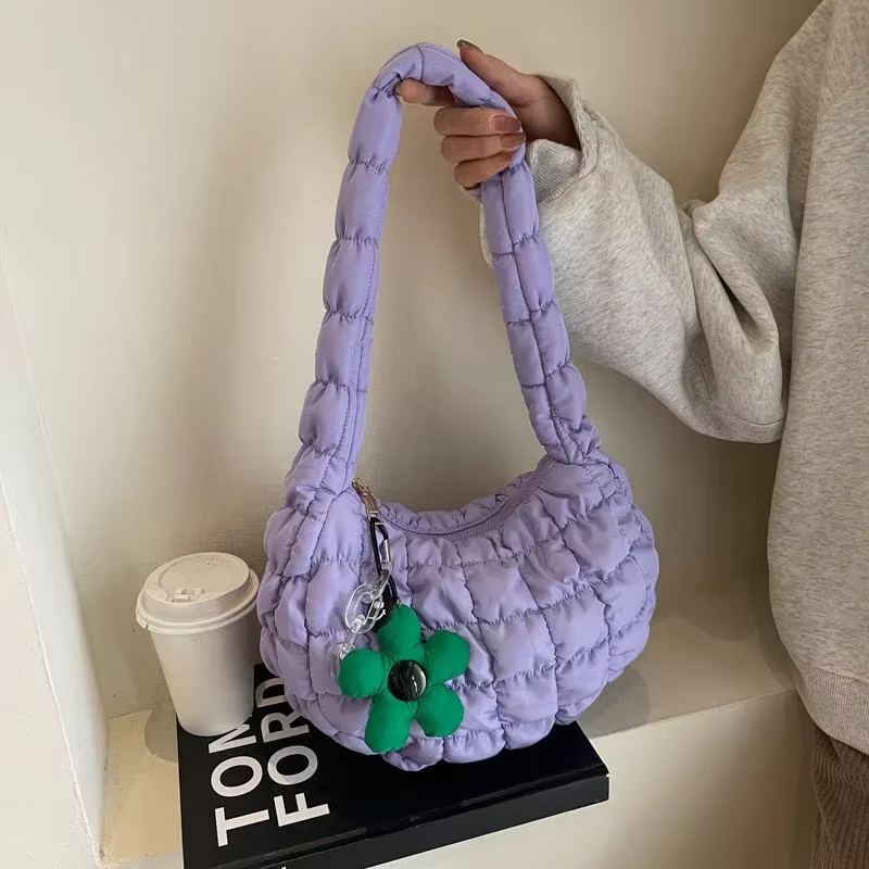 Sac pour femmes Version coréenne doux Girly Style sac à bandoulière mode décontracté bulle boulette sac pli nuage sacs