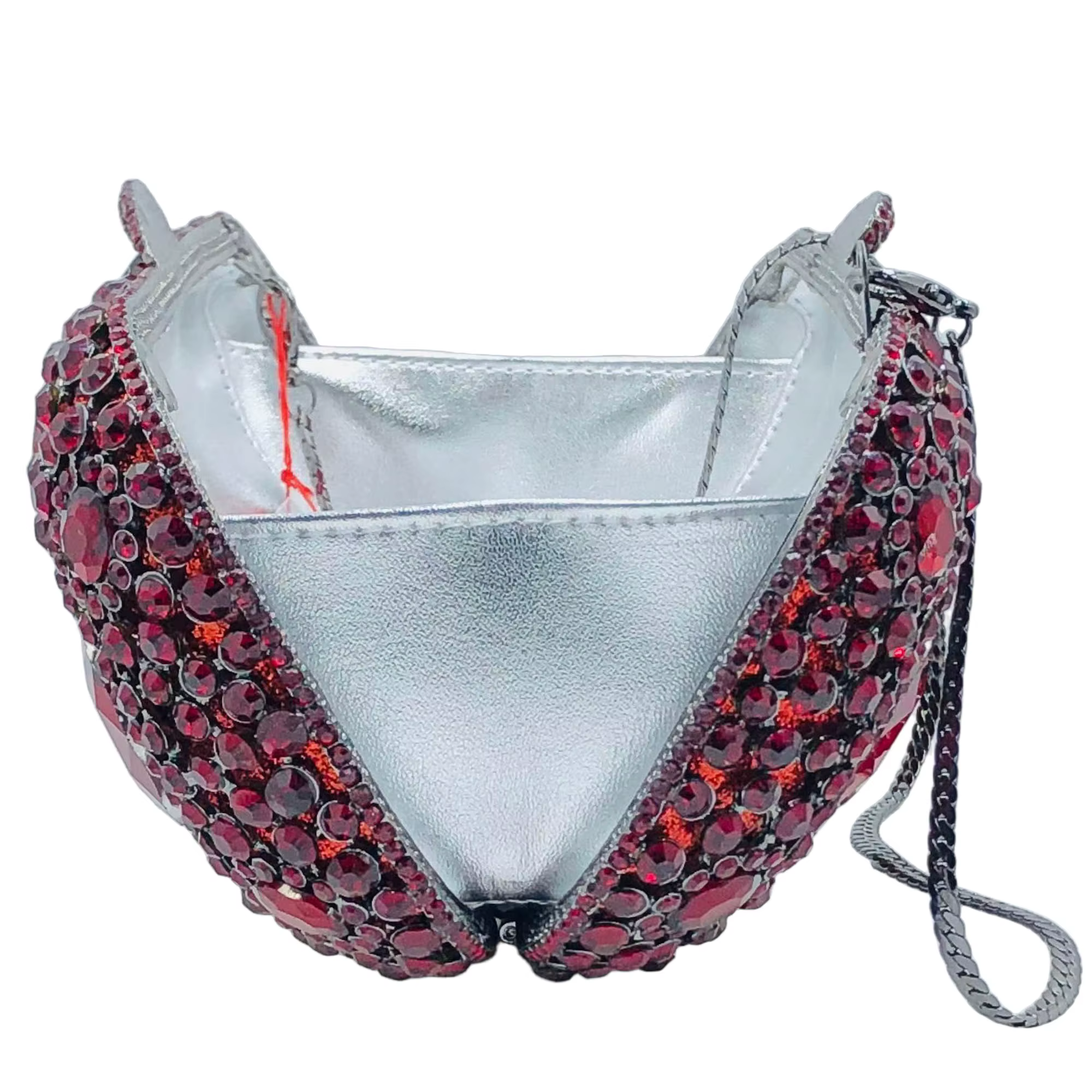 Boutique de FGG Pochette en strass bordeaux pour femme