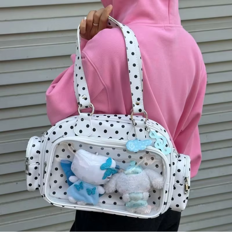 Sac Boston à pois avec fenêtre transparente