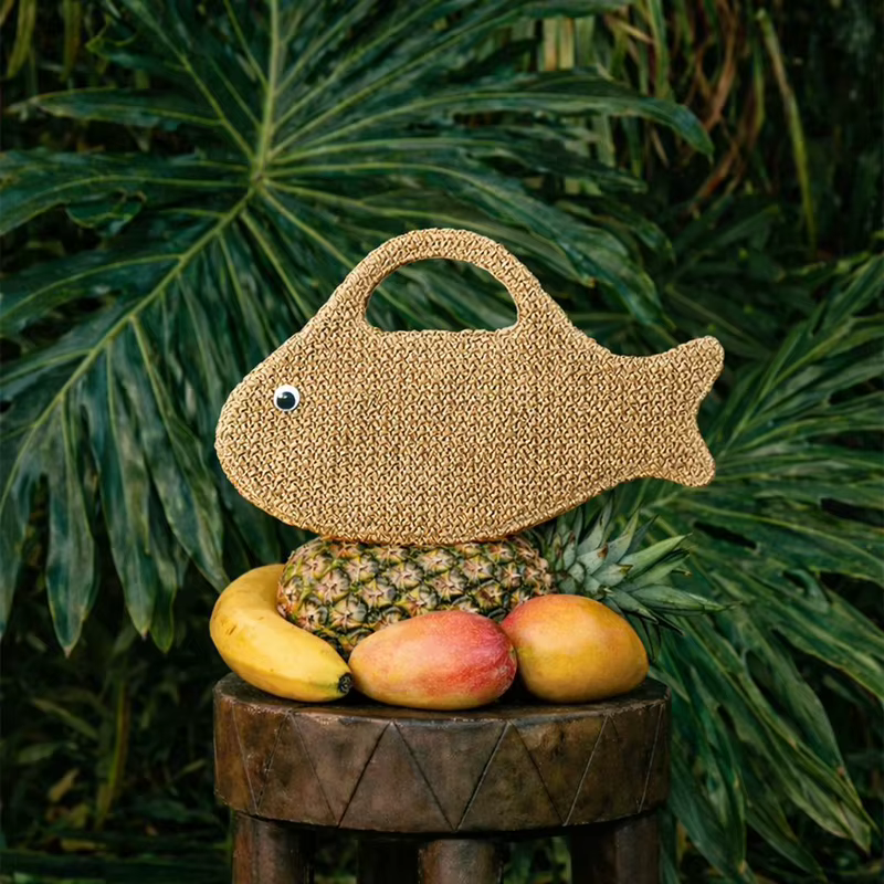 Sac en paille de raphia tressé