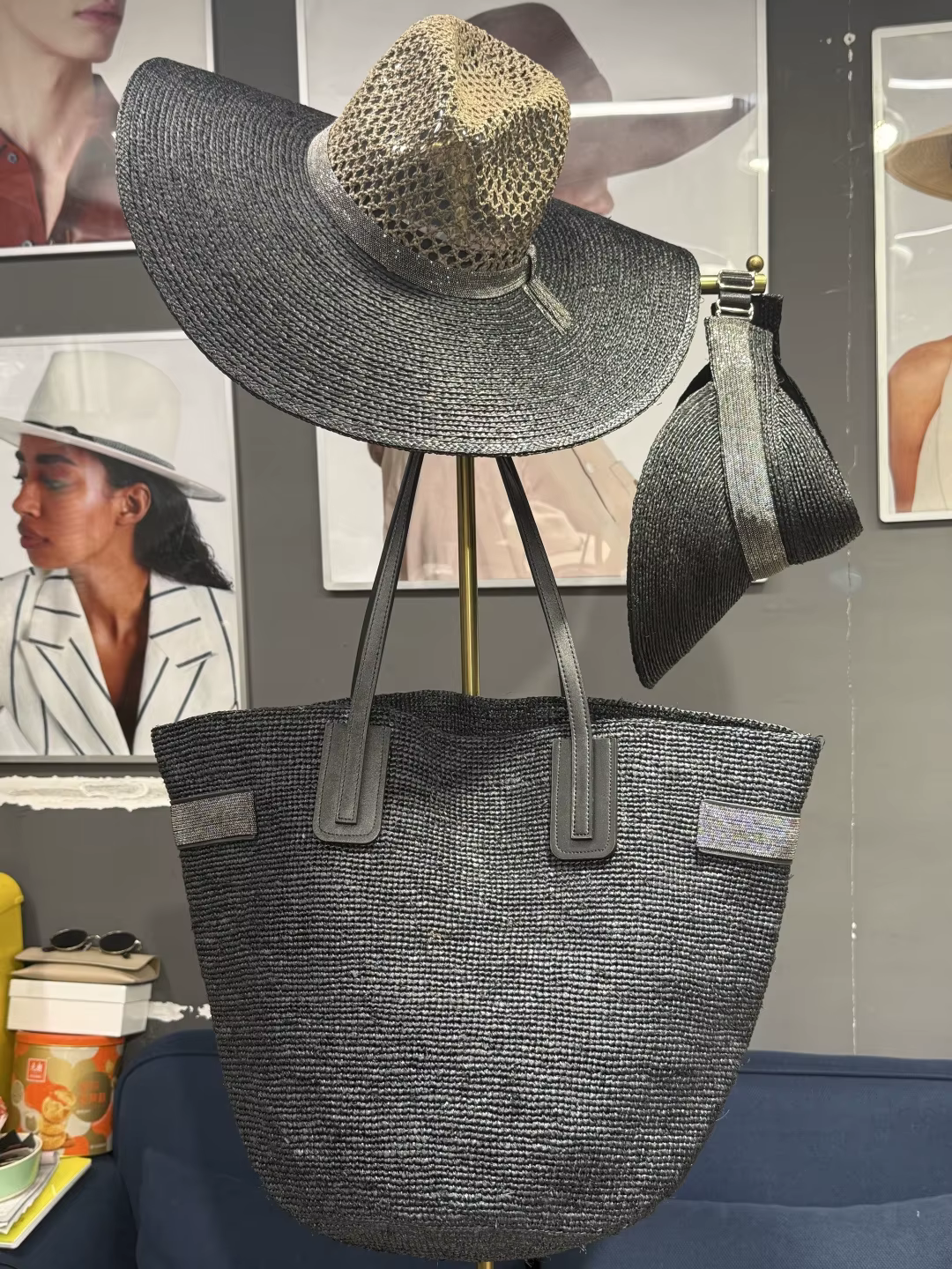 Nouveauté 2026 : Ensemble sac à main et chapeau en raphia tressé pour femme — Élégant