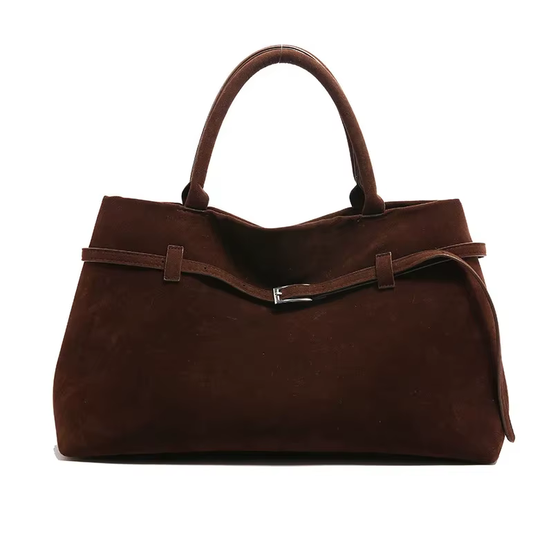 Sac fourre-tout vintage en cuir satiné – Style décontracté avec fermeture à boucle
