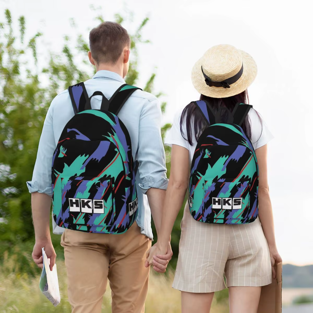 Sac à Dos en Toile à Motif Rétro pour Homme et Femme Adolescent