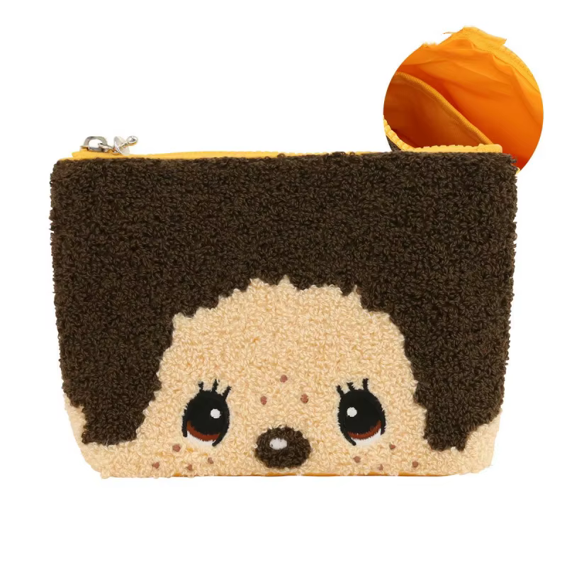 Sac de rangement en peluche Chichi avec fermeture éclair brodée