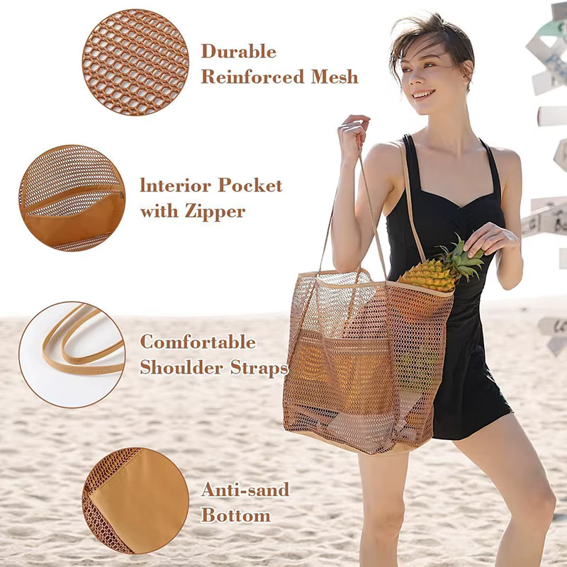 Sac fourre-tout en maille de nylon pour femme