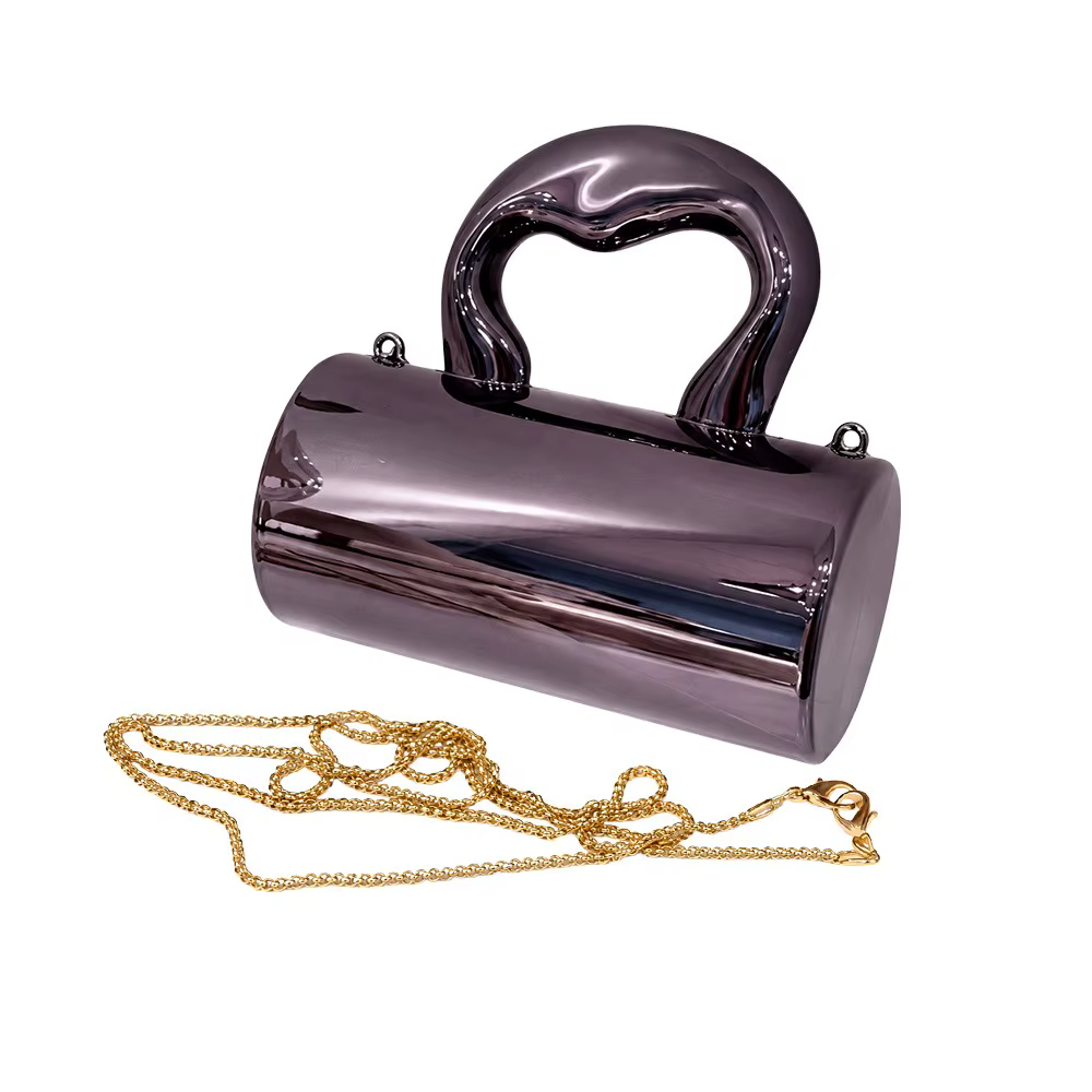 Pochette Mini Portable Dorée Scintillante de Luxe en Acrylique Sac à Main Bandoulière pour Femme