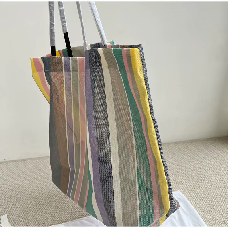 Sac fourre-tout rayé arc-en-ciel Y2K