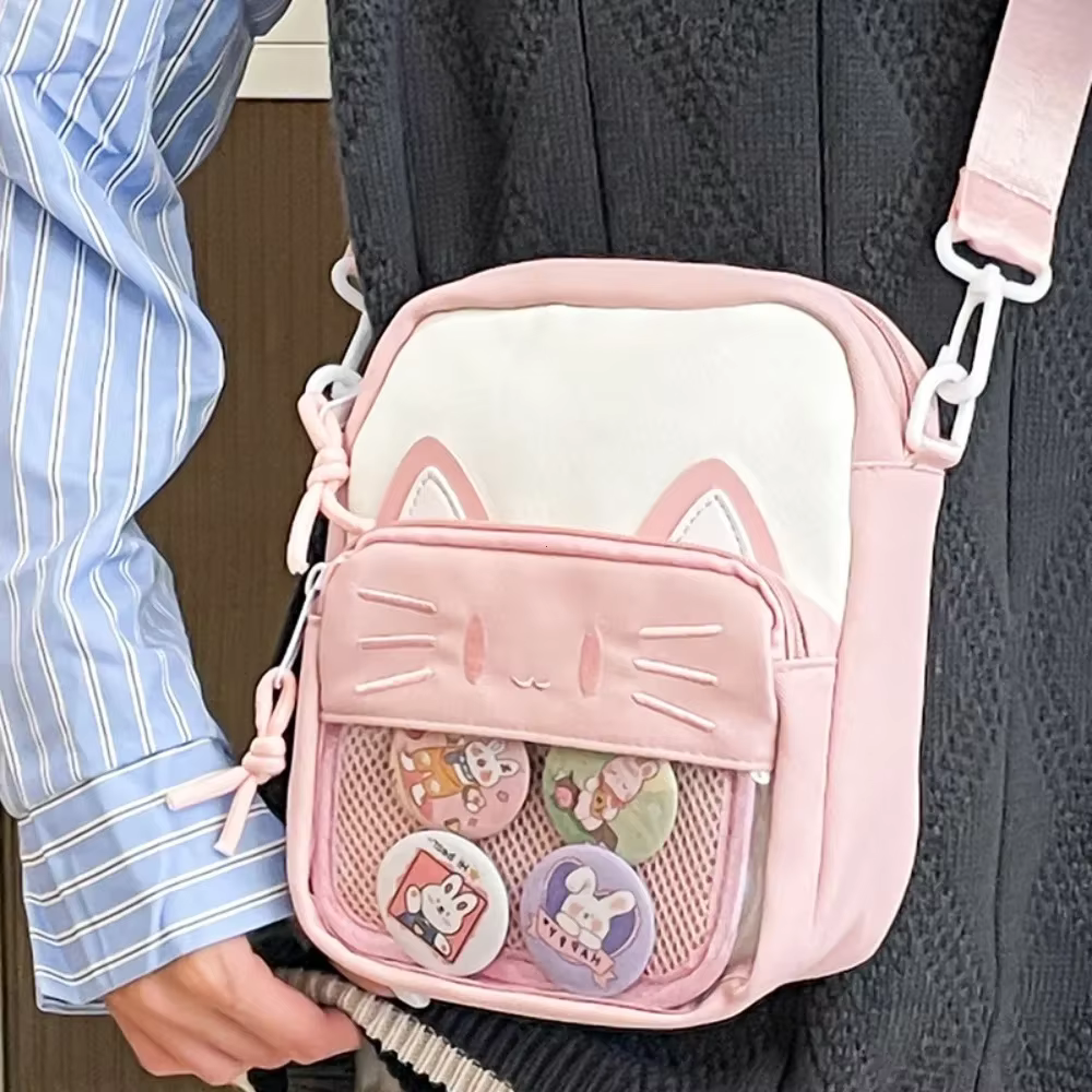 Tendance femmes Ita sacs mignon dessin animé chat brodé dame banlieue sac bricolage Badge sac décontracté femme