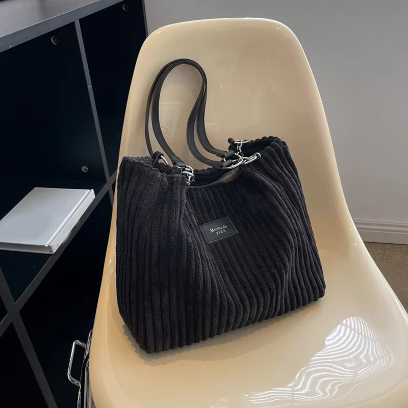 Sac à bandoulière en velours côtelé pour femmes