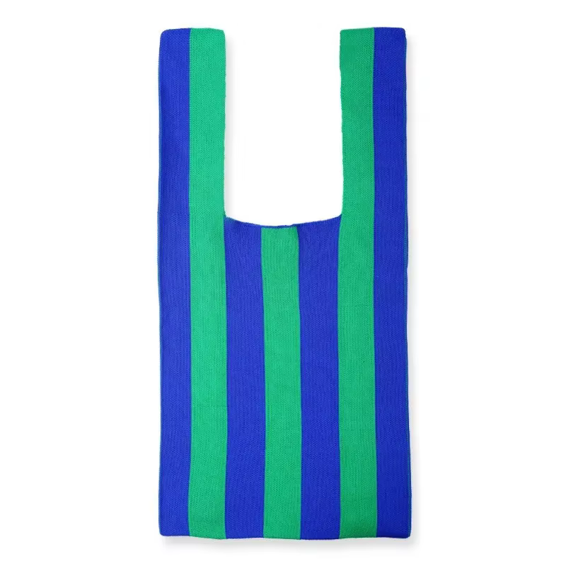 Mode coréenne gilet fourre-tout sacs doux coloré tricoté sac à main contraste rayure pliable