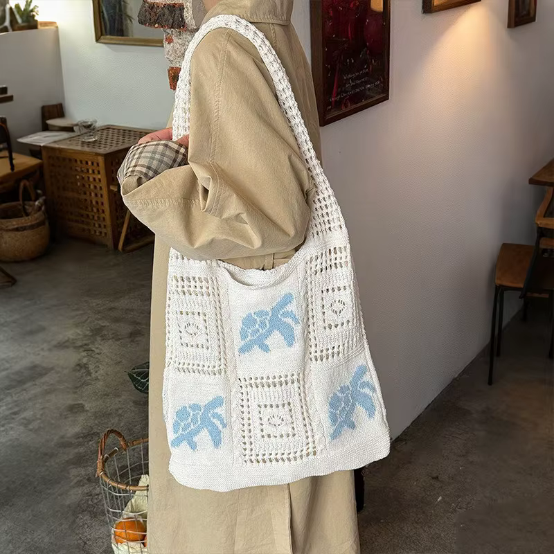 Sac à bandoulière grande capacité en crochet