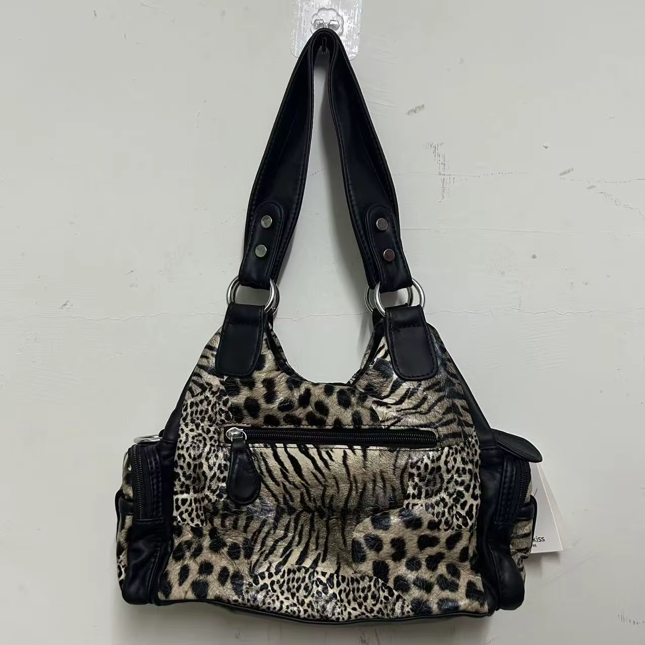 Sac à bandoulière Angel Kiss Vintage Y2K à imprimé léopard