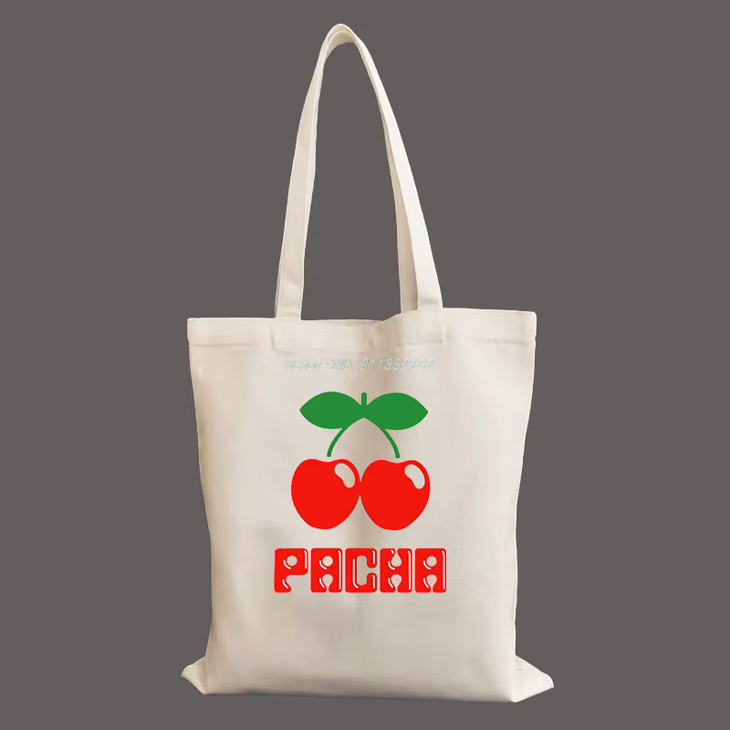 Pacha Ibiza imprimé sacs à provisions femmes toile douce loisirs boutique quotidienne de haute qualité Harajuku Style coréen tout-match sac d'épicerie