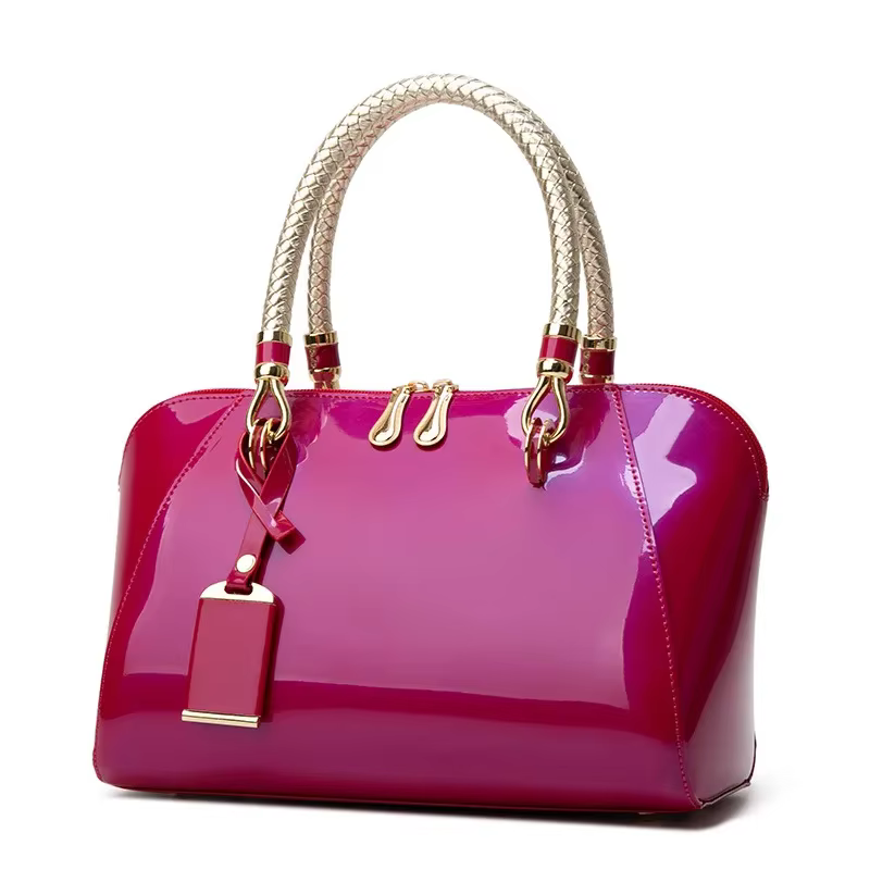 Sac à main Boston en cuir brillant pour femme