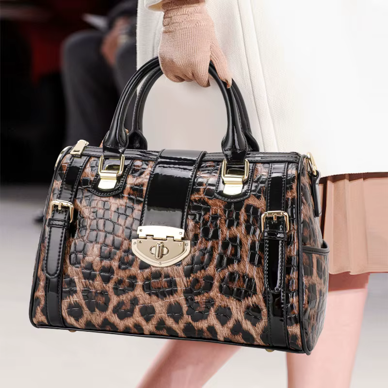 Sac à main pour femme à imprimé léopard