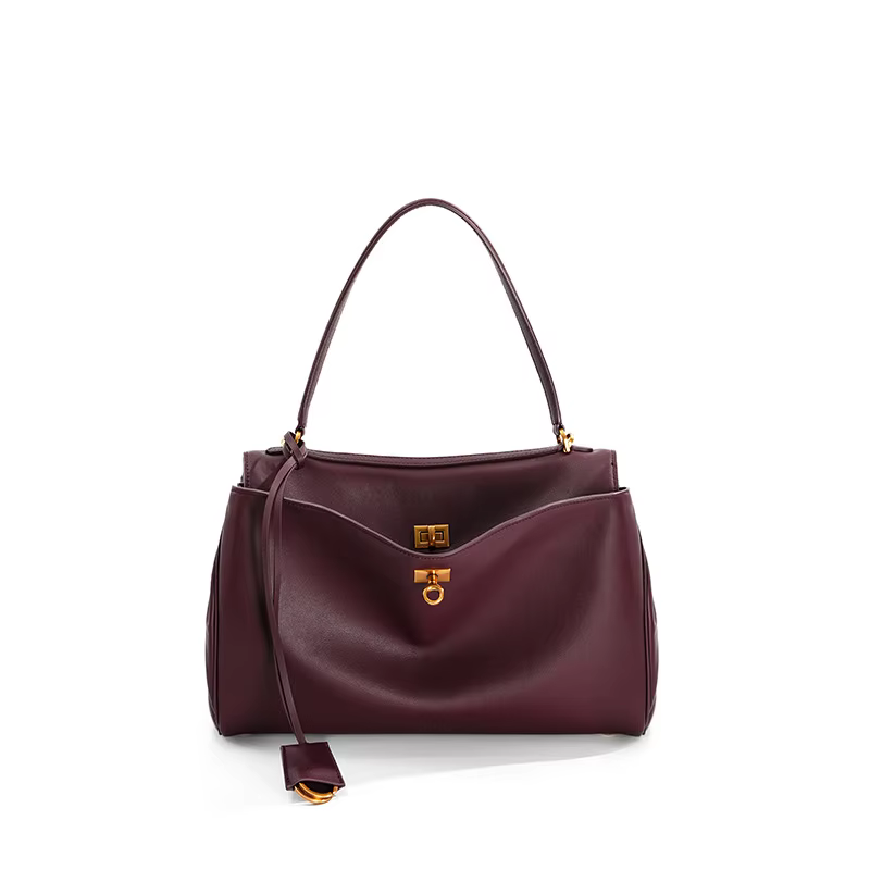 Sac fourre-tout en cuir véritable avec fermeture à boucle