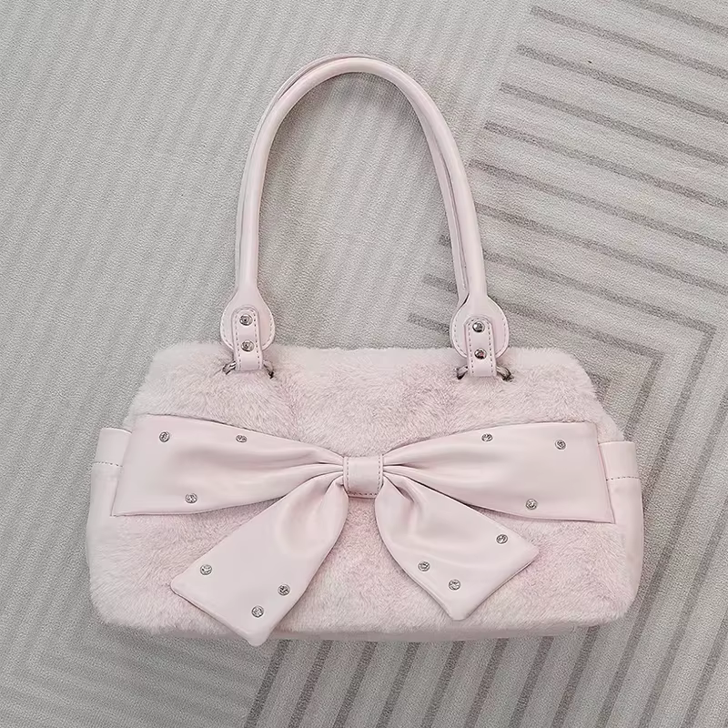Sac à main à nœud rose mignon pour femmes