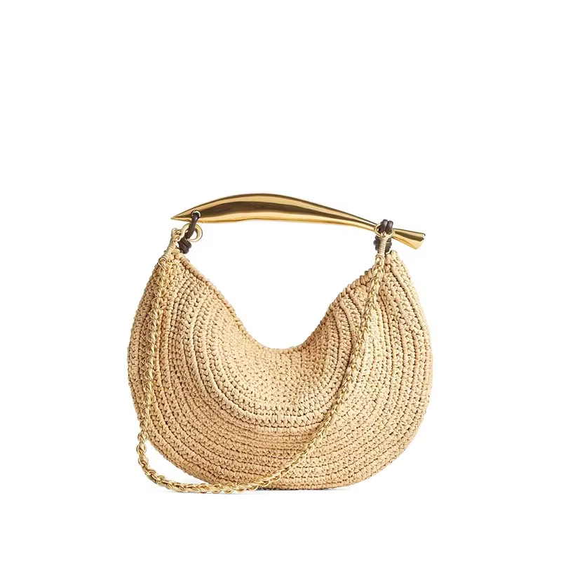 Sacs tissés en paille de plage classiques pour femmes