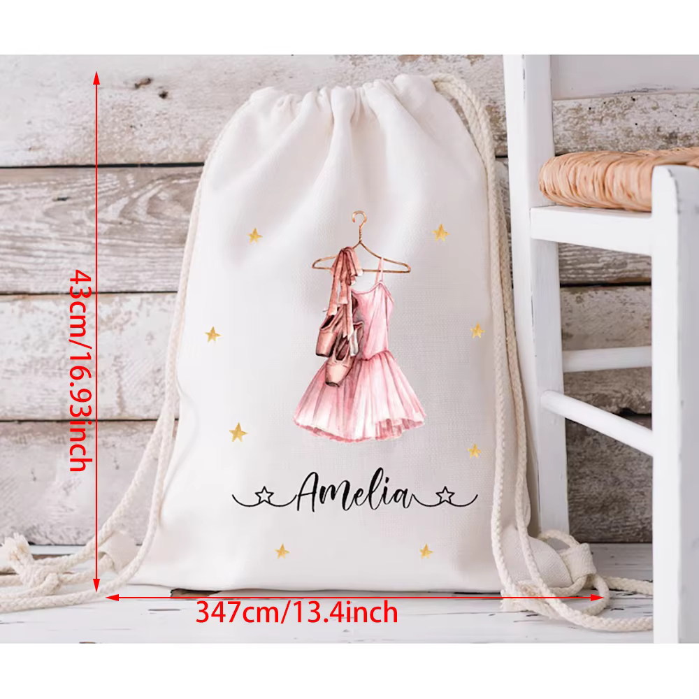 Sac de Ballet personnalisé ballerine cordon coton sacs de sport changement de vêtements maternelle retour à l'école filles sac de danse de robinet