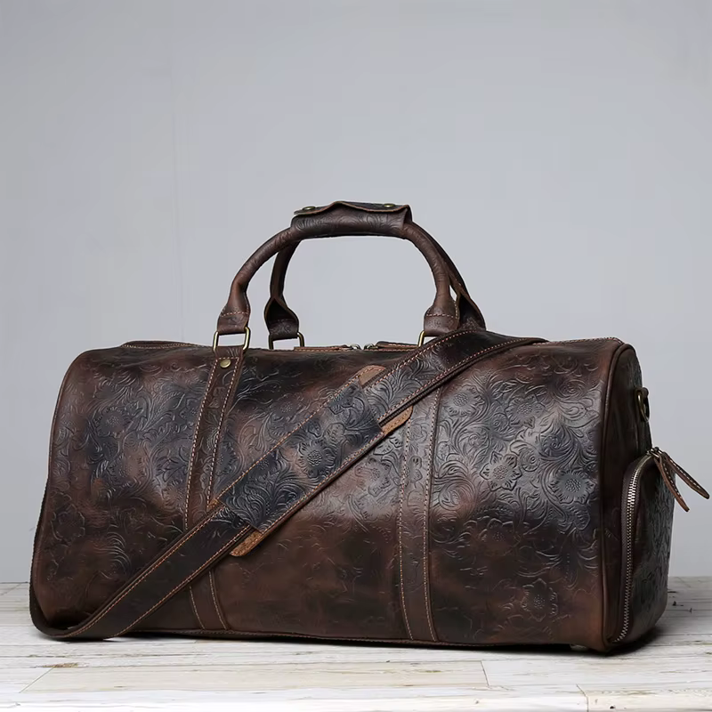 Baotou-Fourre-tout en cuir gaufré vintage