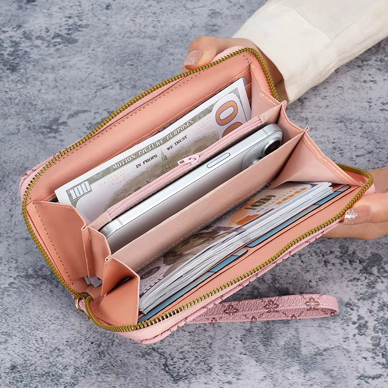 Nouvelle niche tendance européenne et américaine impression longue grande capacité portefeuille multifonctionnel pochette sac en gros
