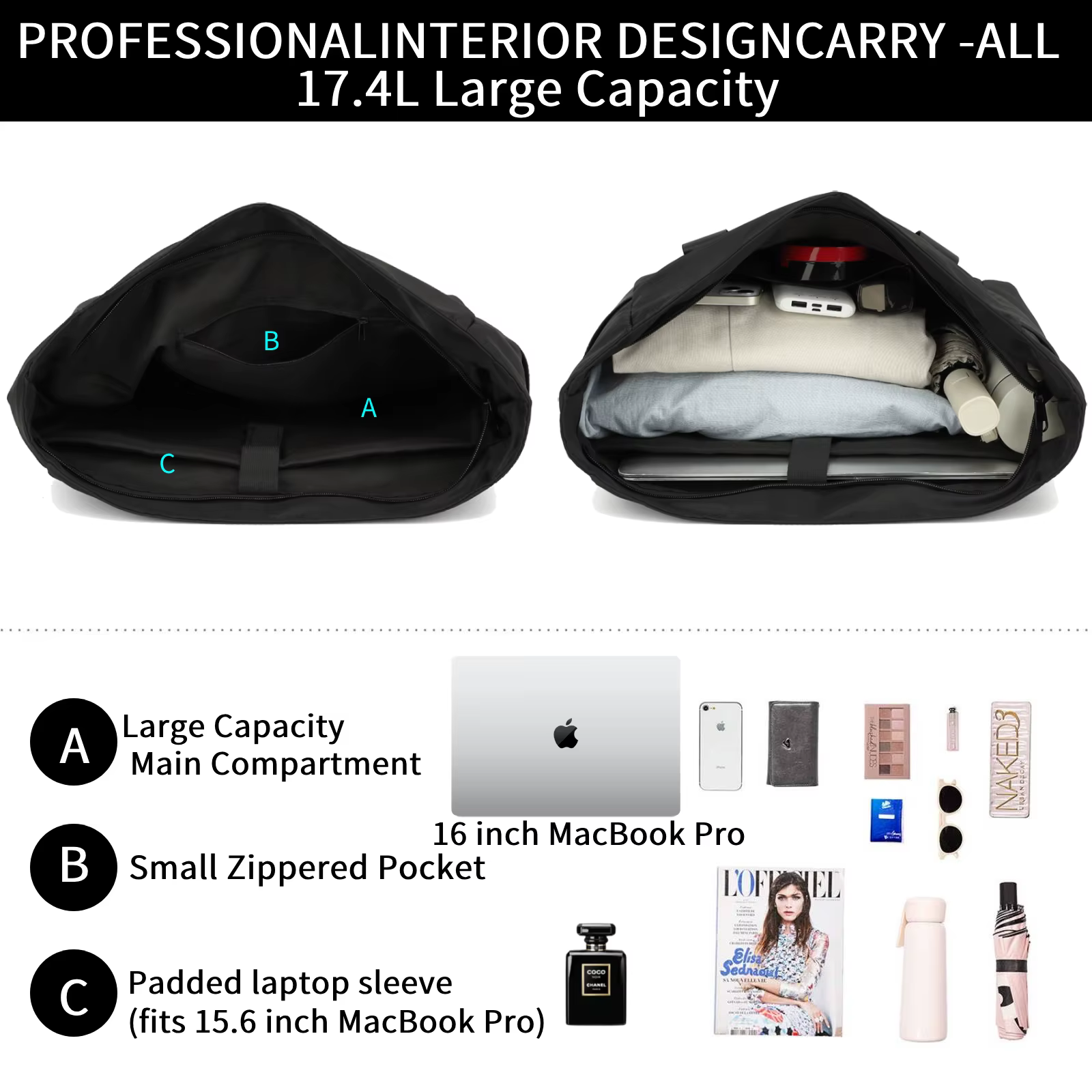 Sac fourre-tout pour ordinateur portable 15