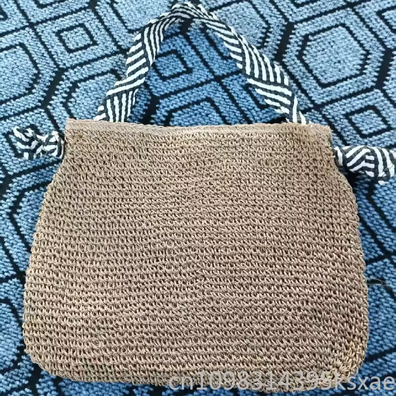 Sac à bandoulière pour femme, sac d'été en paille tressée, sac sous le bras de grande capacité, petit sac carré color block