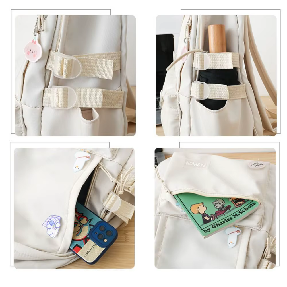 Nouveau sac d'école de grande capacité Portable couleur unie sac à dos léger sangle réglable sac de voyage en toile unisexe