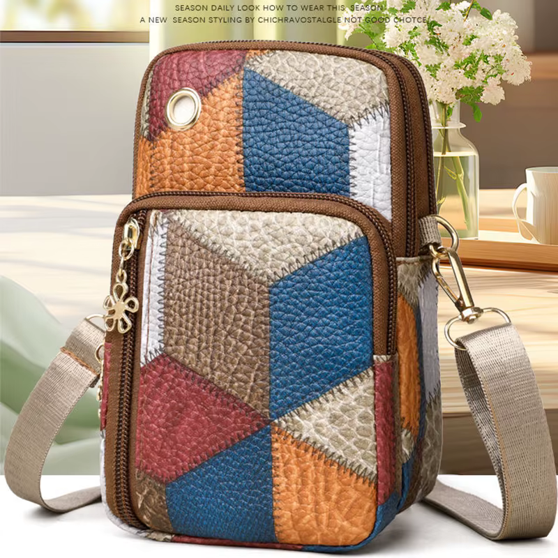 Sac à bandoulière Patchwork à motif de diamant pour femmes