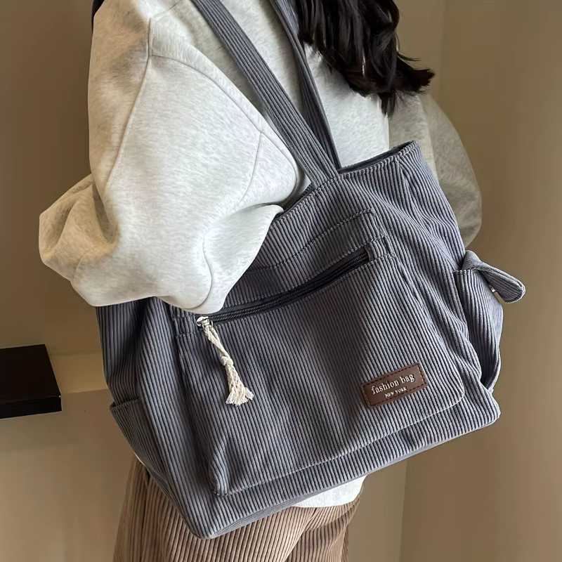 Sac fourre-tout Simple en velours côtelé