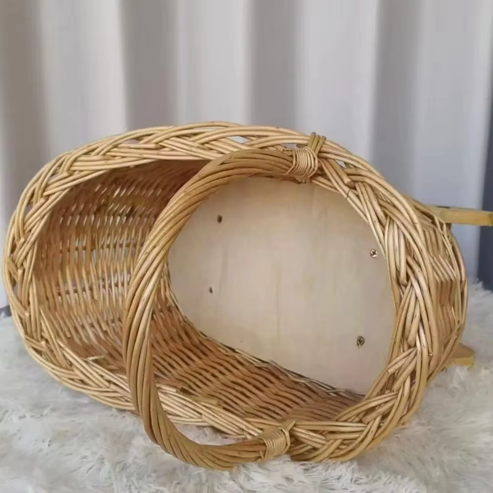 Grand panier de fleurs tissé Vintage avec poignée