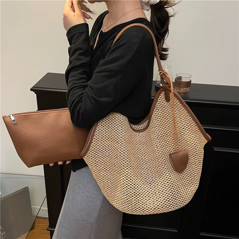Sac à main en paille tissé à la main pour femme