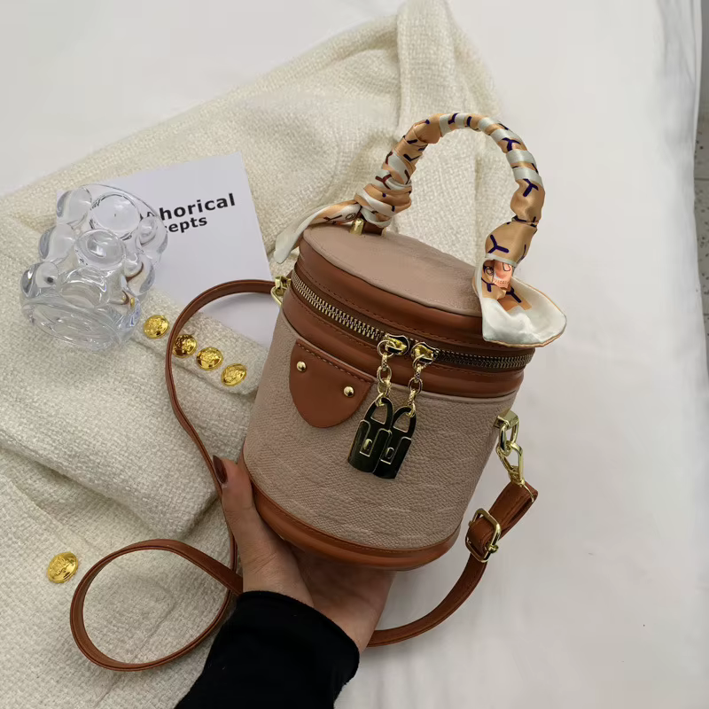 Sac à bandoulière mini tendance pour femme – Nouvelle collection été – Sac cylindrique rond en cuir PU