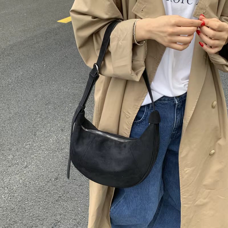 LEFTSIDE rétro Faux daim léopard sac de selle 2025 sac à bandoulière tendance mode sacs