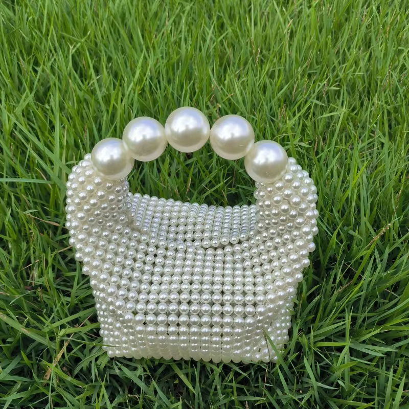 Sac fourre-tout vintage français en bois perlé
