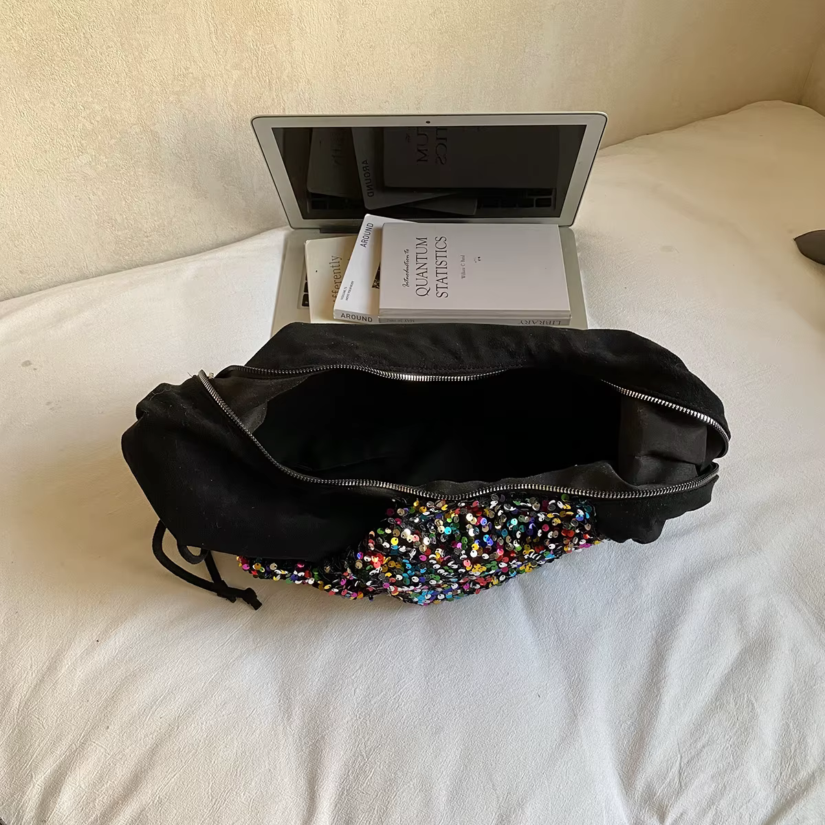 Sac à bandoulière à paillettes argentées pour femmes