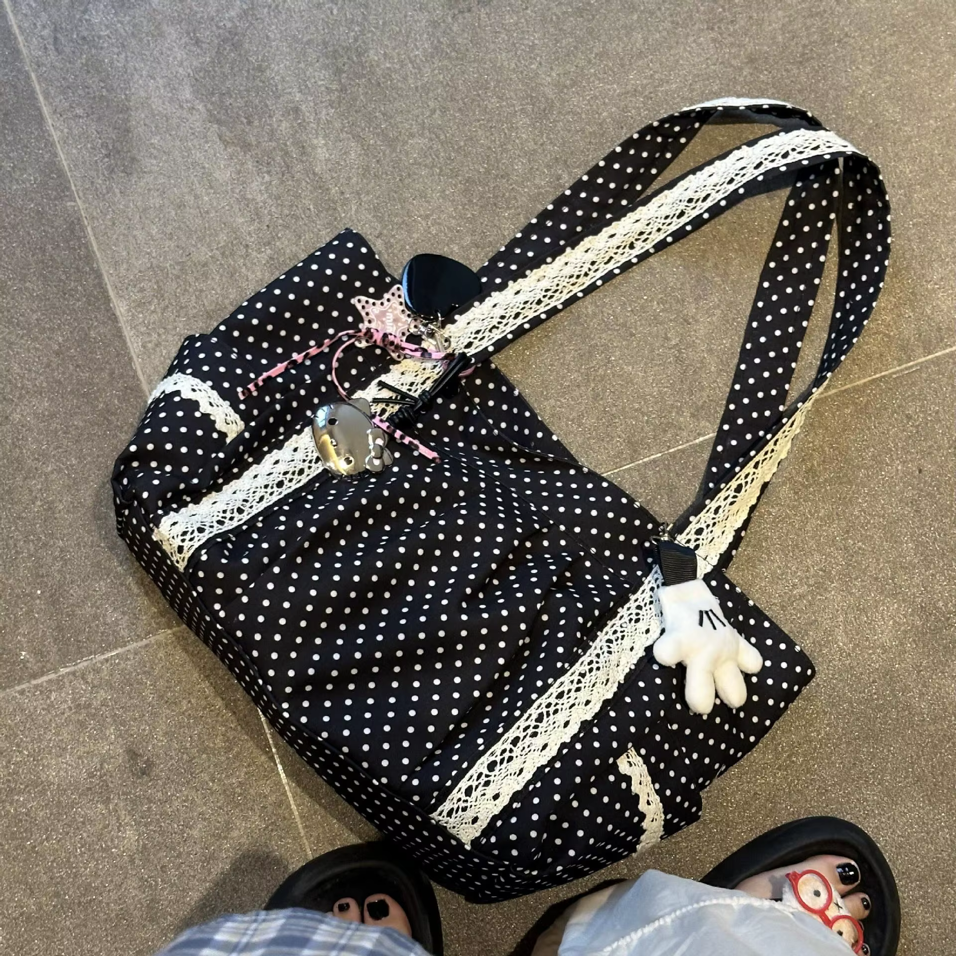 Sac à bandoulière coréen à pois pour femmes