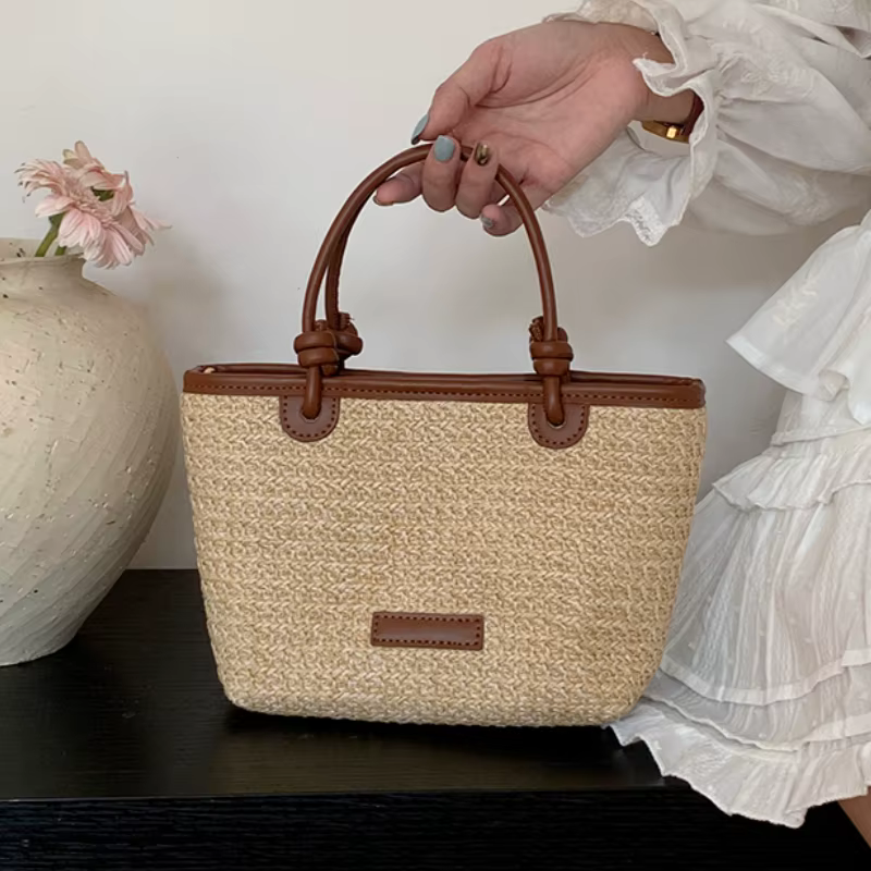 Sac à bandoulière en paille pour femmes
