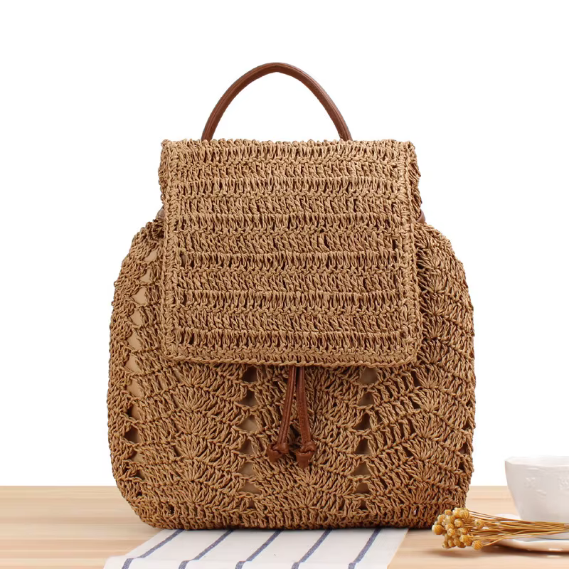 Sac à dos en paille pour femmes